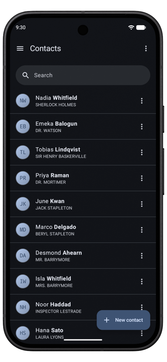 Masterbook cast & crew contacts on Google Pixel 10