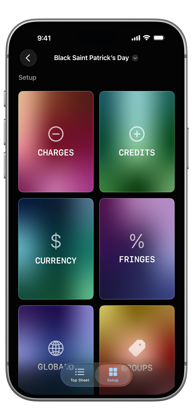 Production Budgets running on a silver iPhone